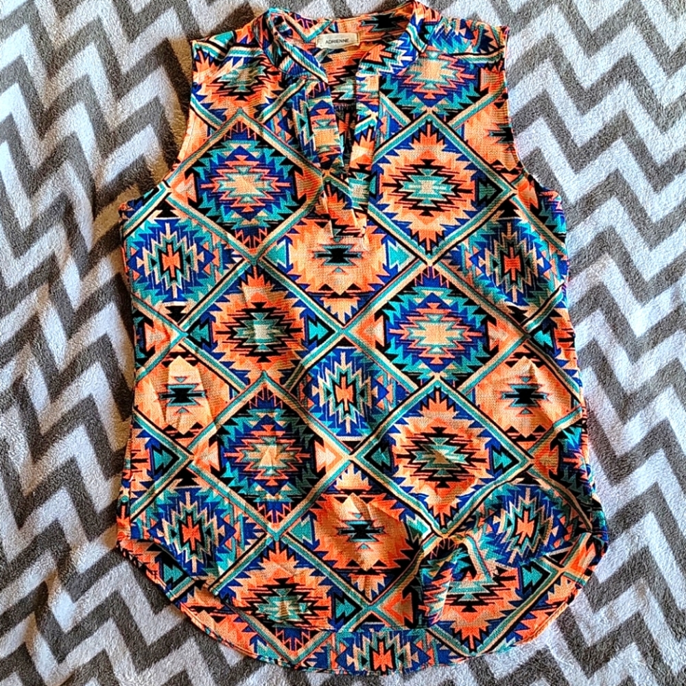 Aztec print sleeveless top